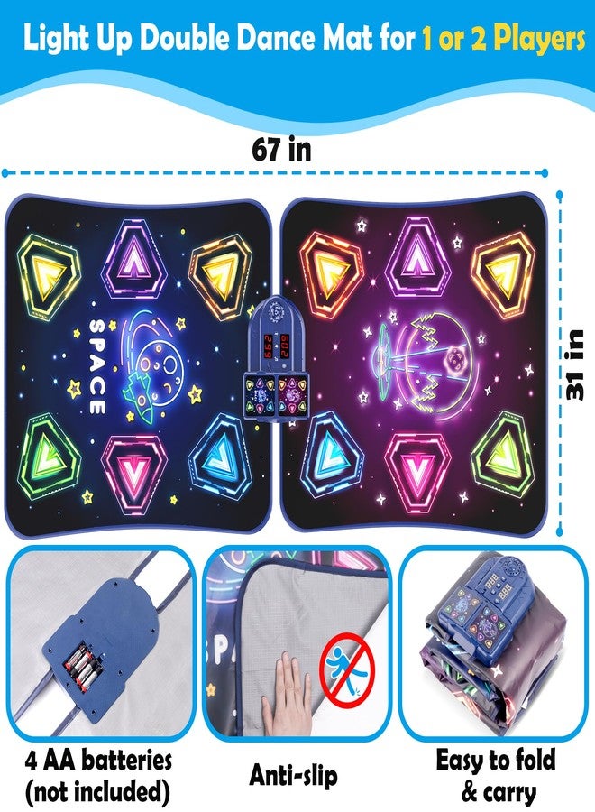 Pafolo 2-Player Electronic LED Light Dance Mat, Music Dance Toy with 5 Modes, Develops Hand-Eye Coordination, Challenge Game for Single or Double Players, Christmas Dance Mat Toy for Boys & Girls Ages 3-12 - Image 4